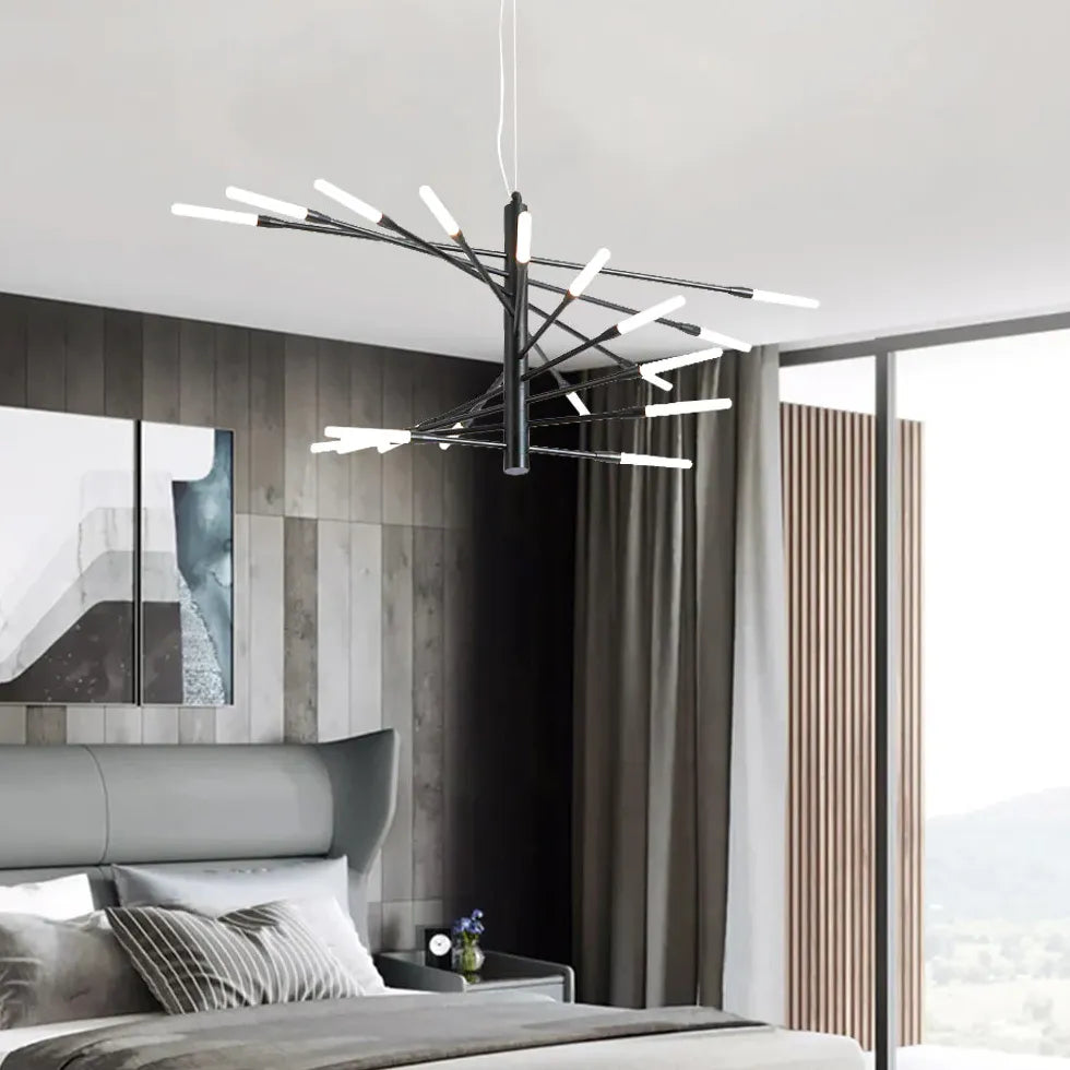 Extended Branch Structure Black Modern LED Chandelier