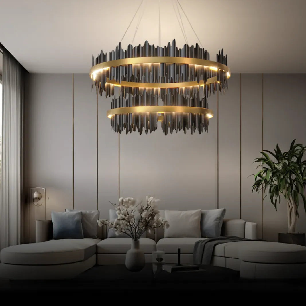 Double Vertical Stripes Industrial LED Chandelier