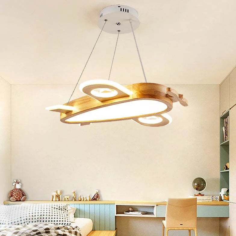 Hanging Aircraft Bedroom Wooden Pendant Light