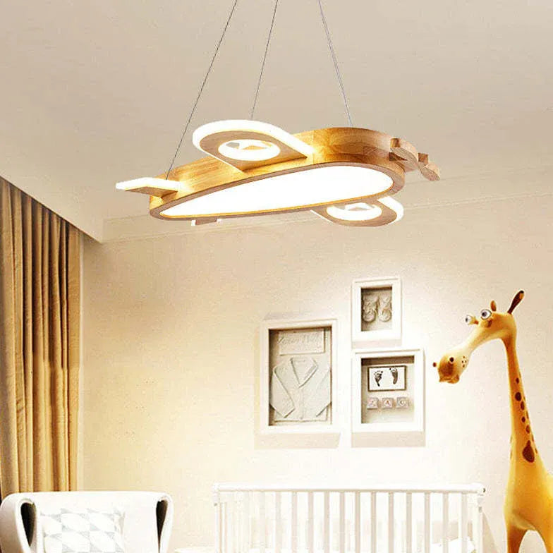 Hanging Aircraft Bedroom Wooden Pendant Light