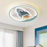 Round Aircraft Modern Ceiling Fan With Light