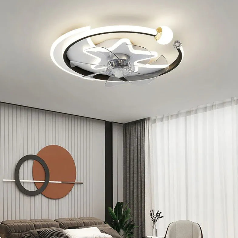 Star Ring Bedroom Ceiling Fan With Light