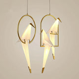 Bird-Shaped Ring Glass Gold Pendant Light