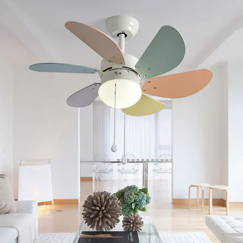 Six Leaves For Living Room Ceiling Fan With Light