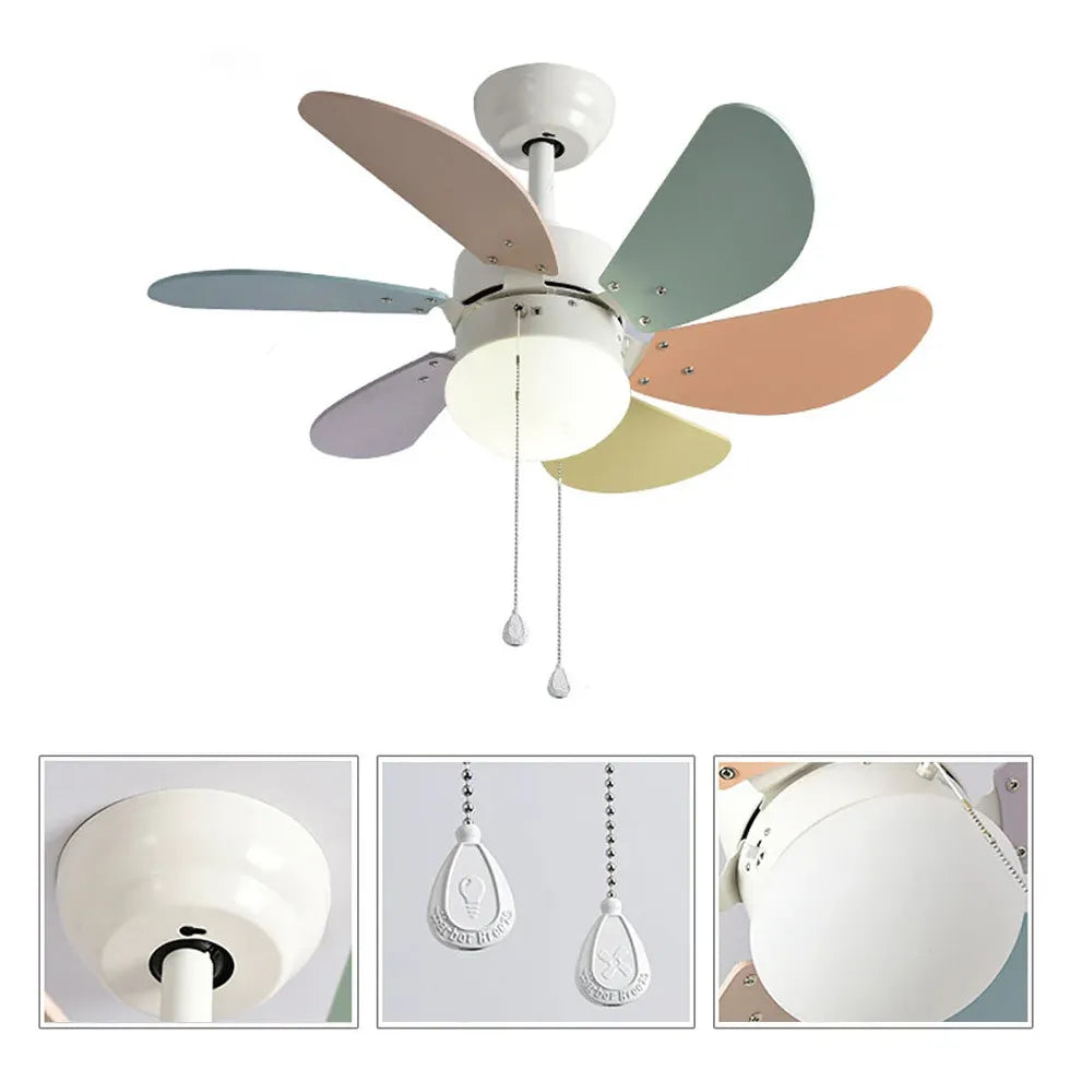 Six Leaves For Living Room Ceiling Fan With Light