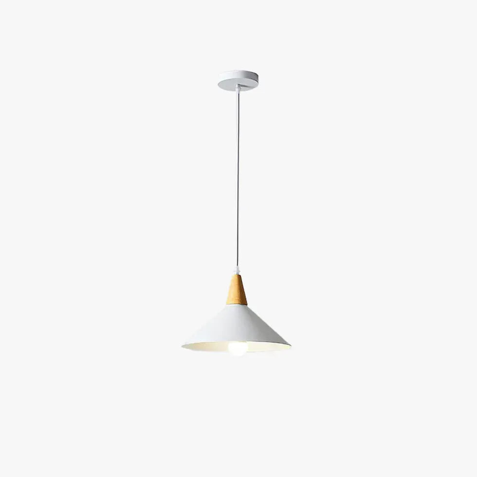 Wooden Handle Modern White Pendant Light