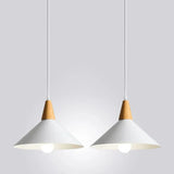 Wooden Handle Modern White Pendant Light