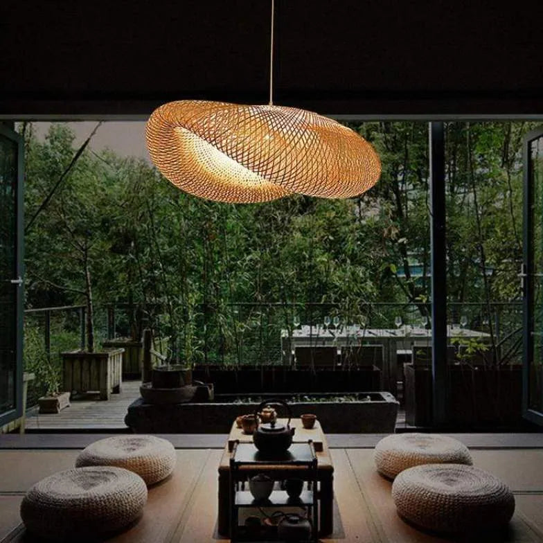 Hyperbolic Mesh Kitchen Rattan Pendant Light