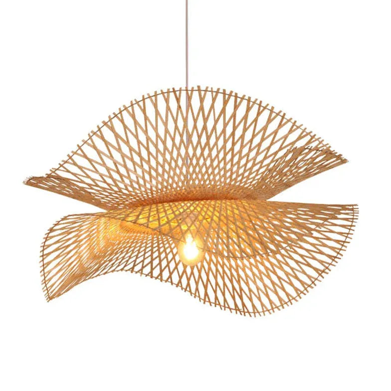 Natural Grid Restaurant Rattan Pendant Light