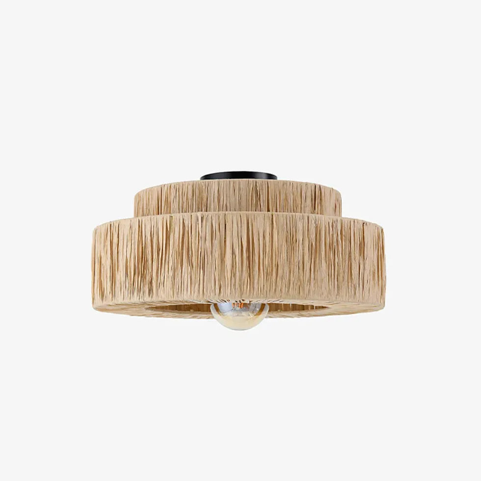 Double Layer Slim Bedroom Rattan Pendant Light