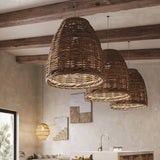 Bell Shaped Rattan Vintage Pendant Light