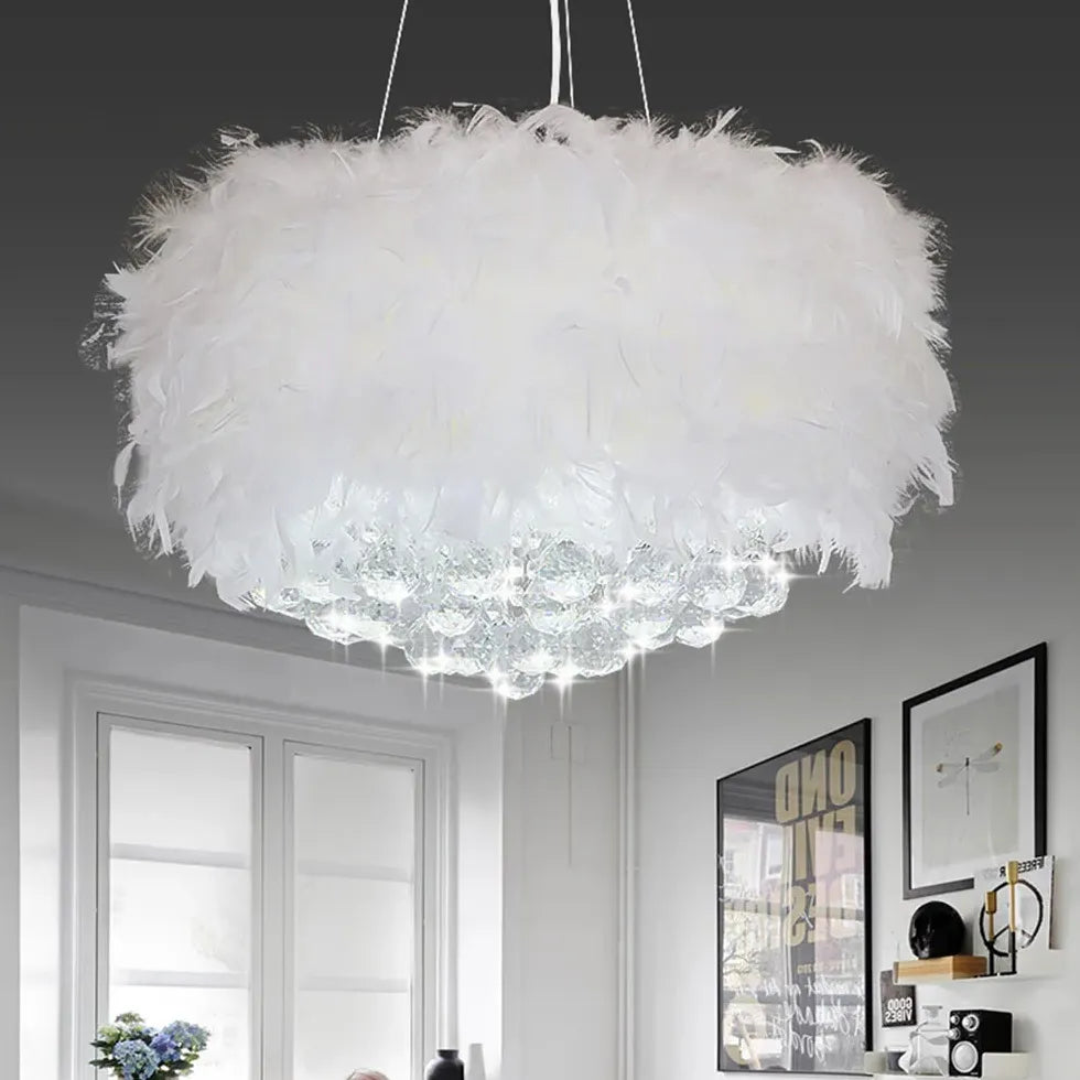 White Feather crystal Bedroom chandelier