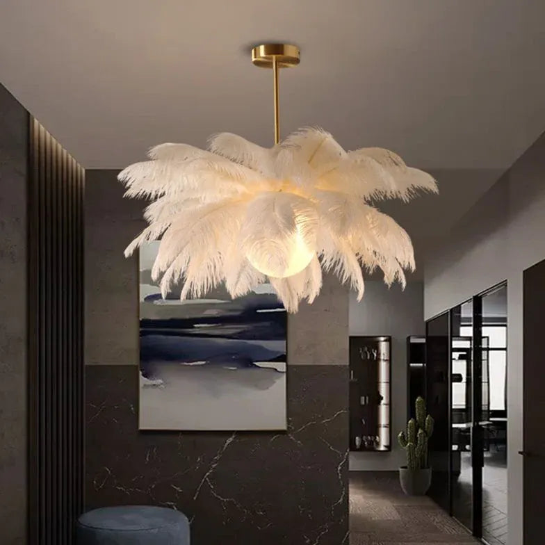 Feather Decor Design Modern White Pendant Light