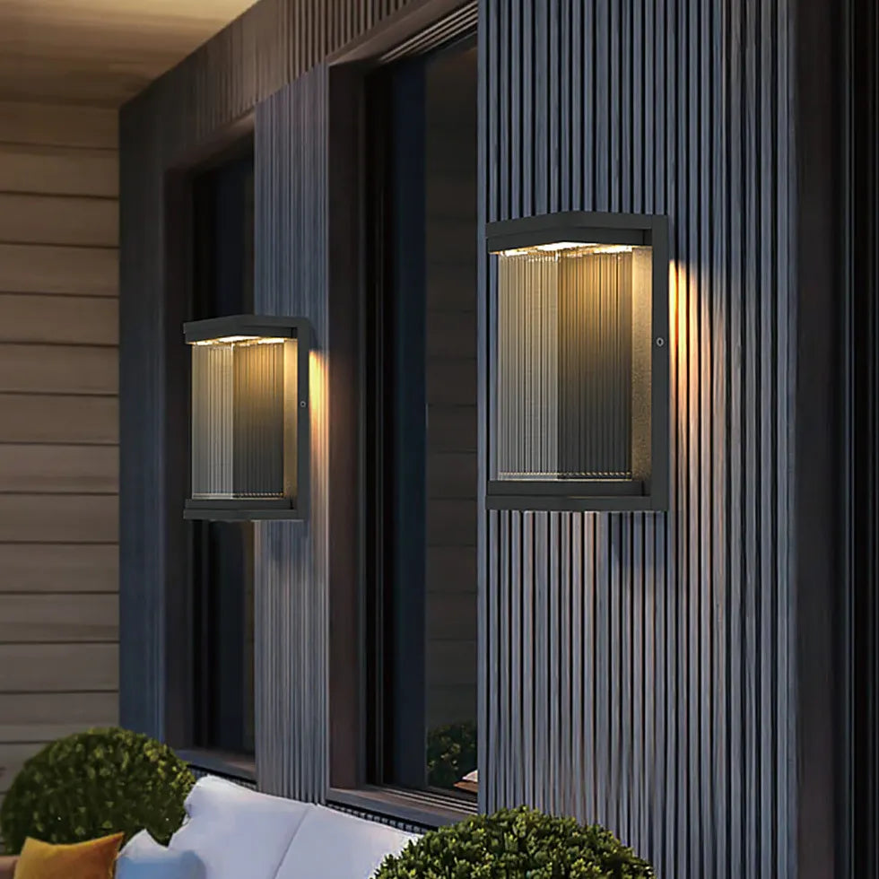 Ribbed Glass Minimalist Outdoor Wall Lights