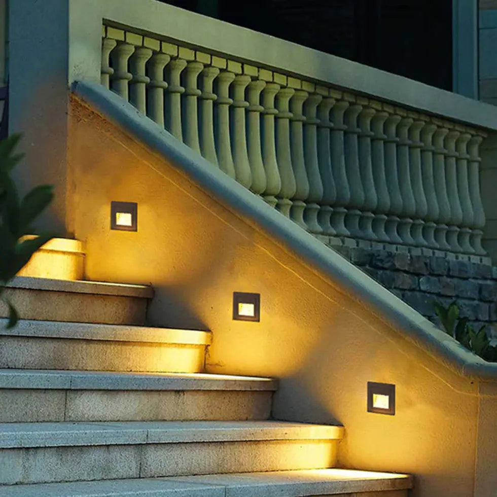 Geometric Recessed LED Step Outdoor Lights