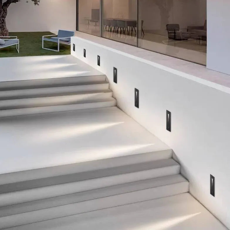 Geometric Recessed LED Step Outdoor Lights