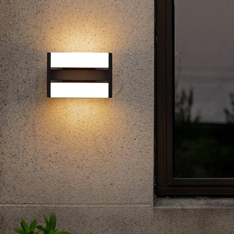 Warm White Rectangular Outdoor Up and Down Wall Lights