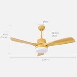 Dark Wooden Ceiling Fan with Light