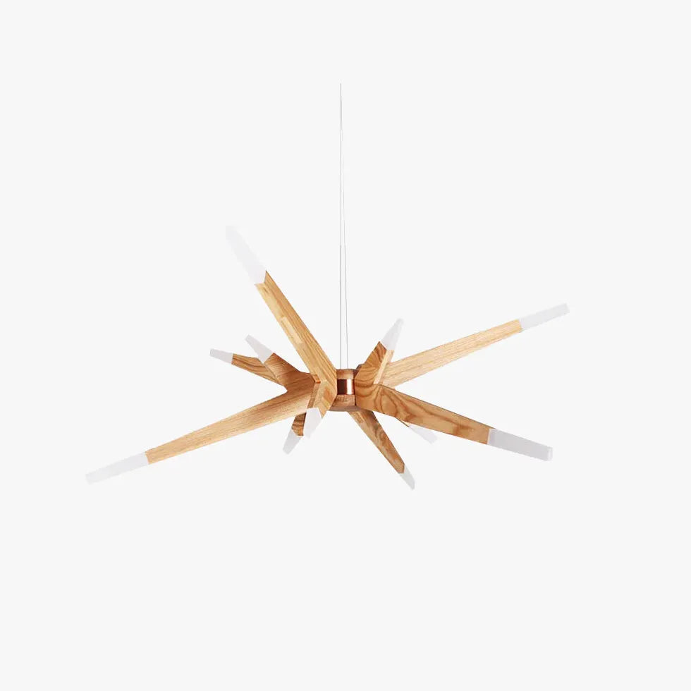 Asymmetric Multi-Branched Wooden Pendant Light