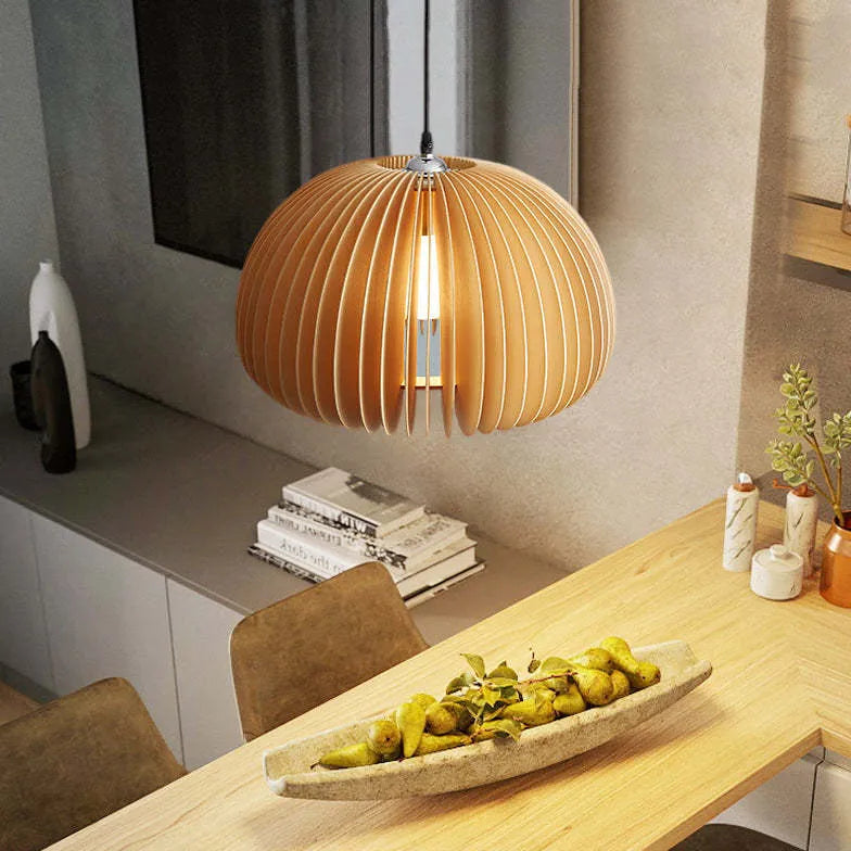 Scallop Balls Kitchen Wooden Pendant Light