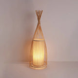 Cone-Shaped Rattan Warm-Toned Floor Lamp