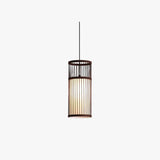 Hollowed Out Wood Rattan Dining Room Pendant Light