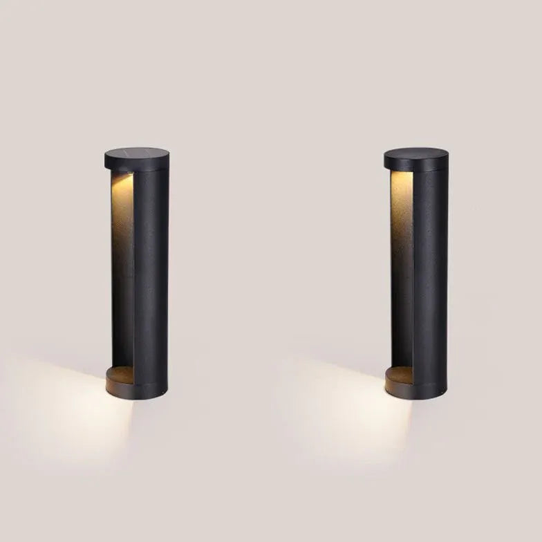 Cylindrical Reflection Black Bollard Lights