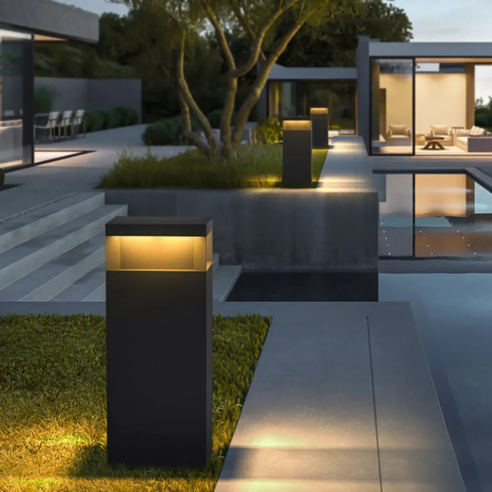 Modern Solar Square Outdoor Bollard Lights