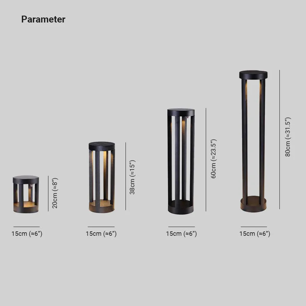 Cylindrical Hollow Black Bollard Lights