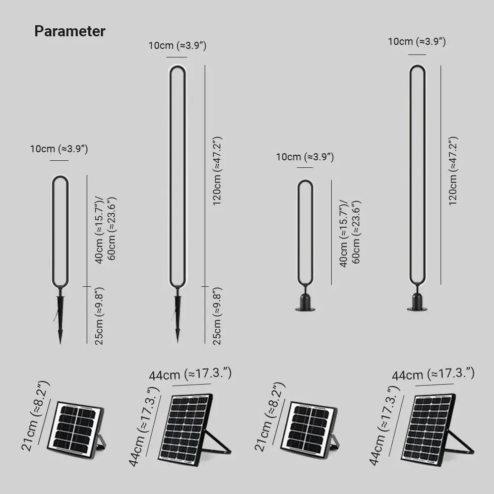 Long Oval Ring Solar Bollard Lights