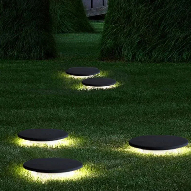 Black Round Solar Ground Outdoor Lights