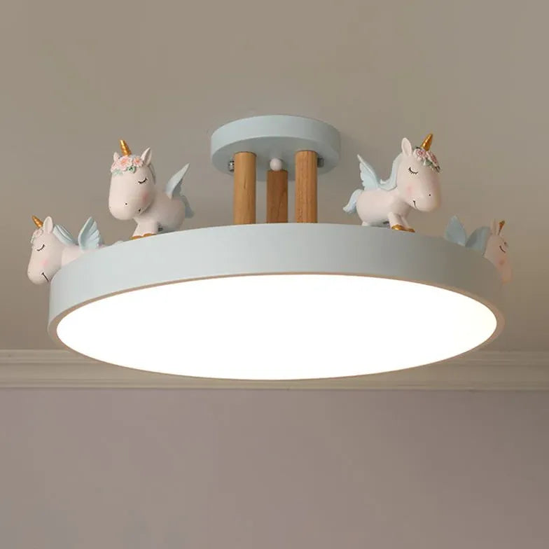 Carousel Horses Bedroom Flush Ceiling Lights