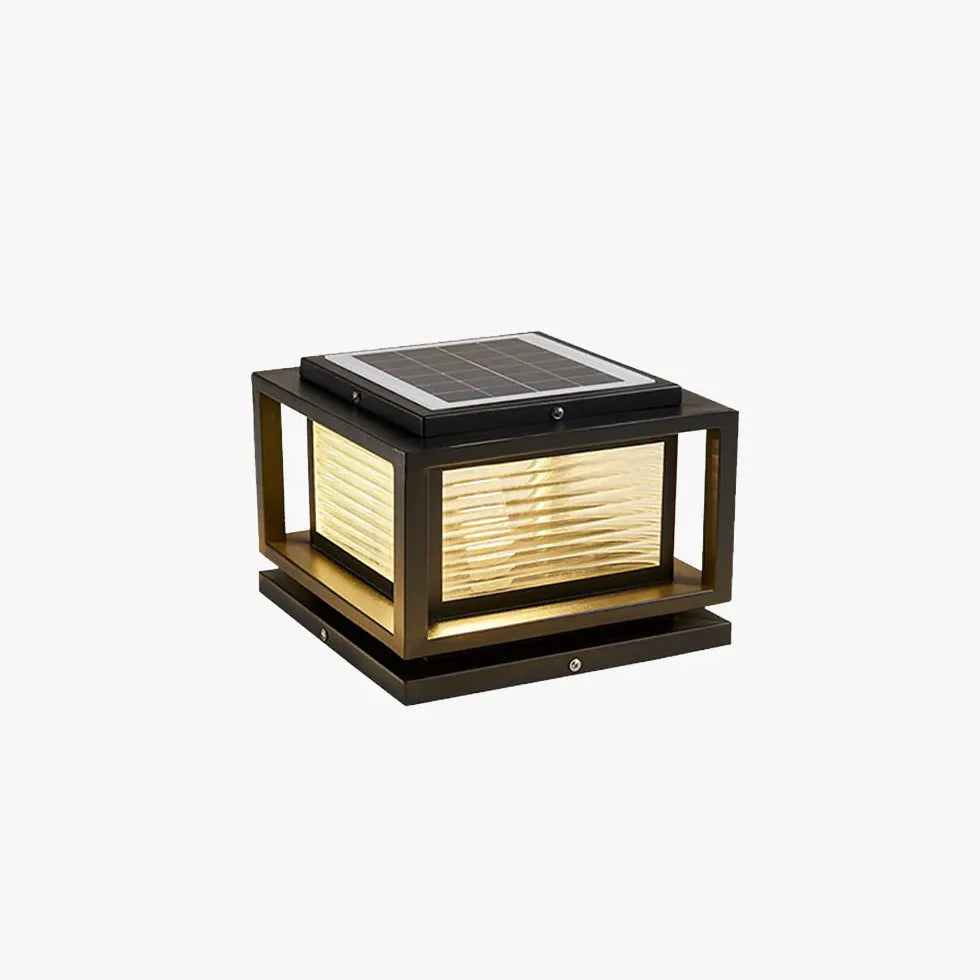 Textured Glass Rectangular Solar Outdoor Pillar Lights