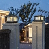 Textured Glass Rectangular Solar Outdoor Pillar Lights