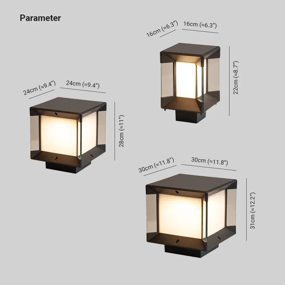 Square Solar Outdoor Pillar Lights