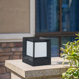 Frosted Glass Square Solar Outdoor Pillar Lights