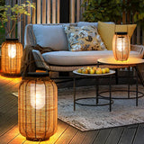 Solar Imitation Rattan Lanterns Outdoor Floor Lamps