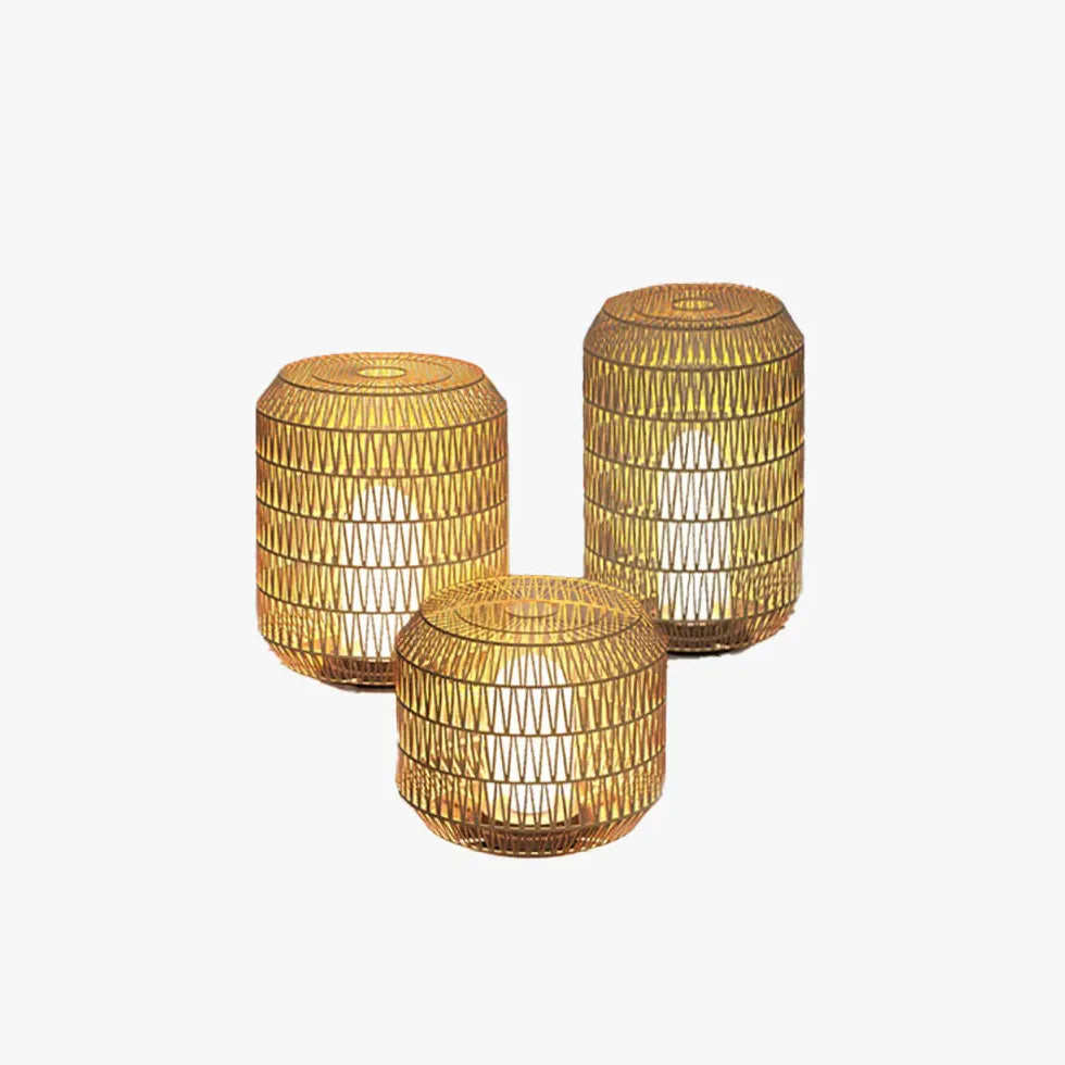 Woven Rattan Floor Lamp Outdoor Lantern Lights