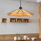 Iron Umbrella Dining Room Wooden Pendant Light