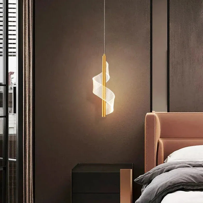 Streamline Spiral Bedroom Gold Pendant Light