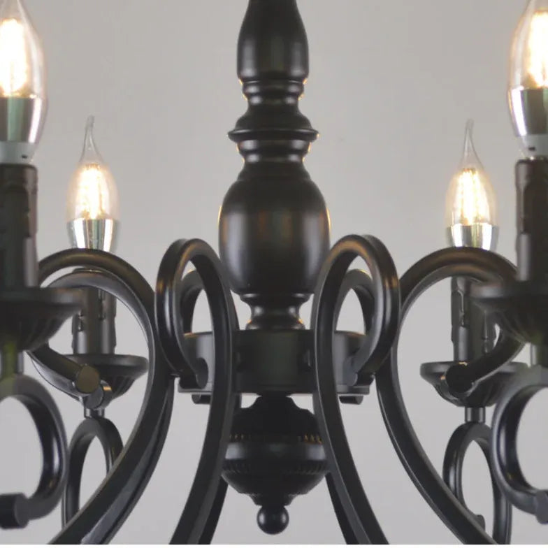 European Candle Holder Vintage Black Pendant Light