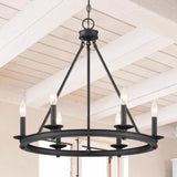 Black Metal Circular Industrial Chandelier