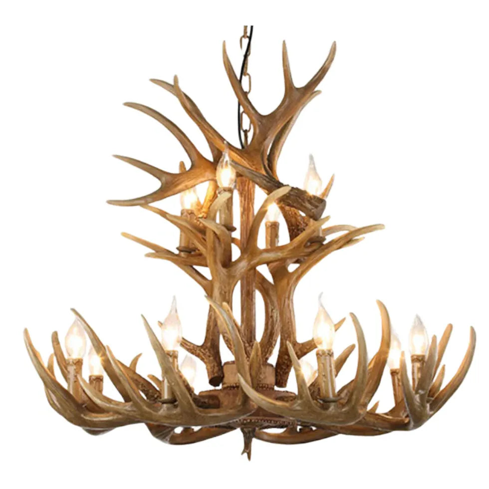 Faux Antler Wooden Candle Holder Vintage Chandelier