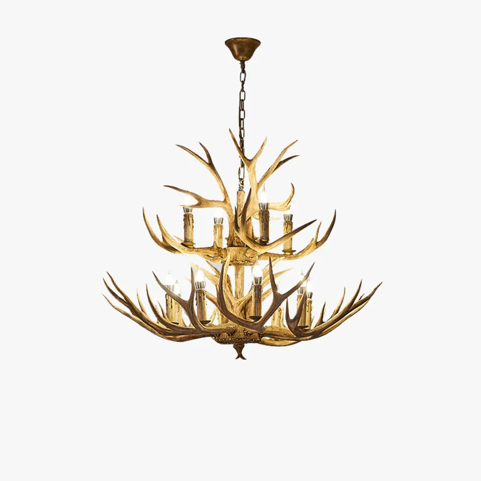 Faux Antler Wooden Candle Holder Chandelier