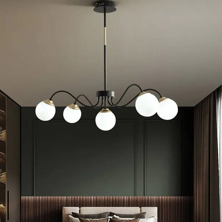 Streamlined Black Frame Living Room Sphere Chandelier