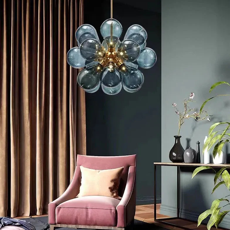 Radial Petal Design Glass Modern Pendant Light