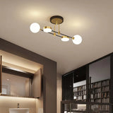 Round Multi-Head White Glass Modern Ceiling Light