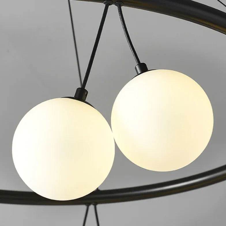 Round Frame Black Modern Chandelier