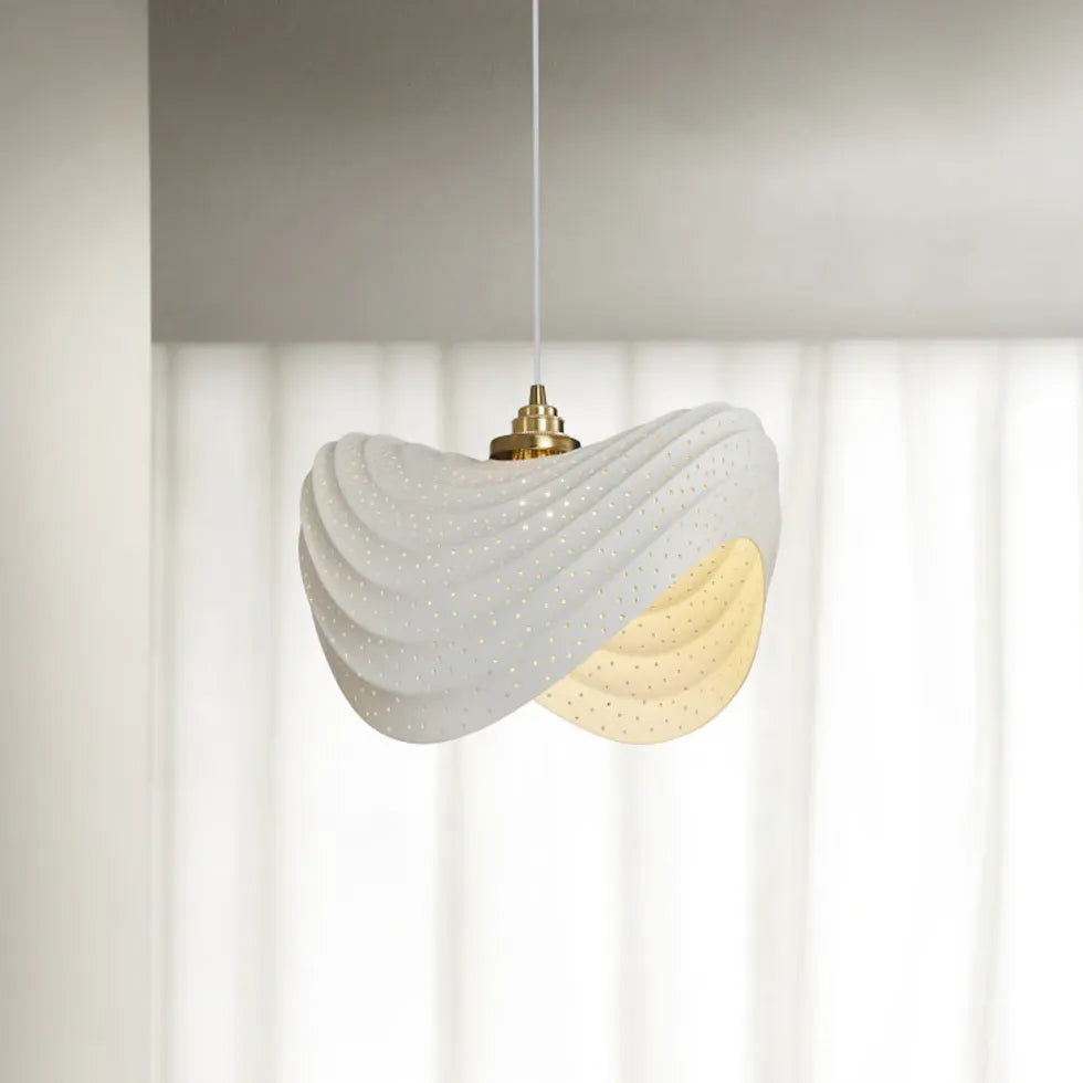 Sleek Wave-Shaped White Dining Room Pendant Light