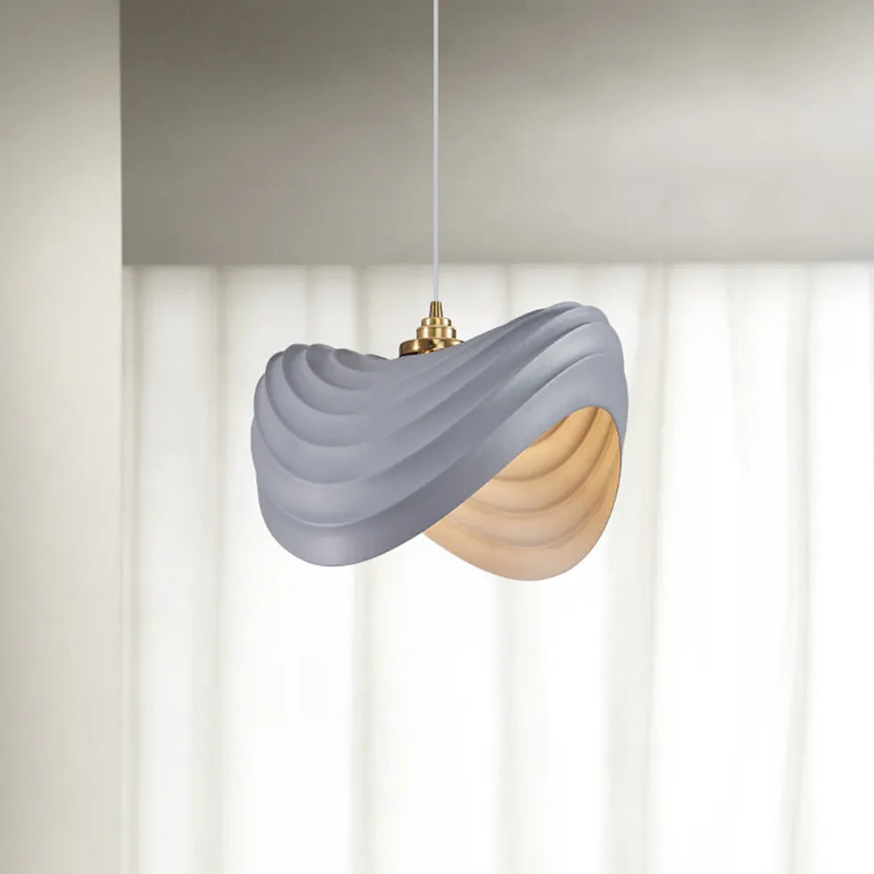 Sleek Wave-Shaped White Dining Room Pendant Light